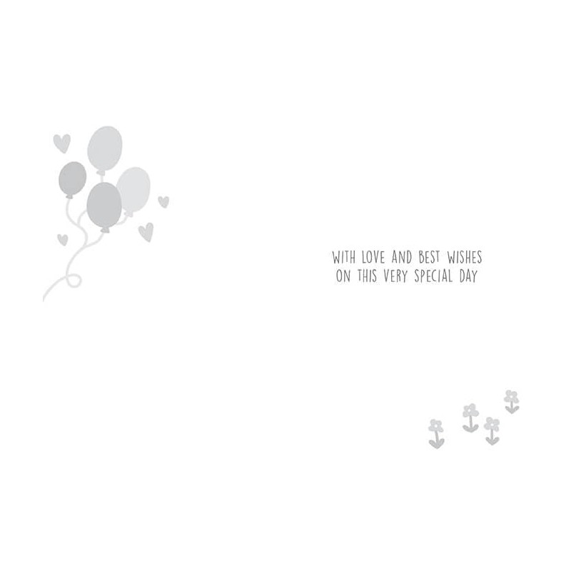 Christening Day Congratulations Card – Cute Gold Foil Embossed Design