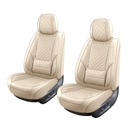 Leather Car Seat Covers Full Set Breathable Automotive Seat Covers Waterproof Seat Protectors Universal Fit for Most Automotive Cars SUV Trucks Van (Beige, Full Set)