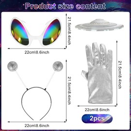 LETTERASHQP Alien Costume Set, Headband Silver Alien, Alien Headband and Gloves, Suitable as Photo Props and Atmosphere Props for Adults and Children