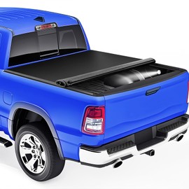Soft Roll Up Tonneau Cover for 2002-2024 Dodge Ram 1500, 2003-2024 Ram 2500 3500, 8ft Truck Bed Covers with Dual-Coated Vinyl, Black, Without Rambox