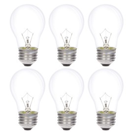 Simba Lighting Appliance Light Bulb A15 25W (6 Pack) Incandescent Mini-Standard Shape with E26 Standard Medium Screw Base for Refrigerators, Ovens, 110V 120V 130V, Dimmable, 2700K Warm White