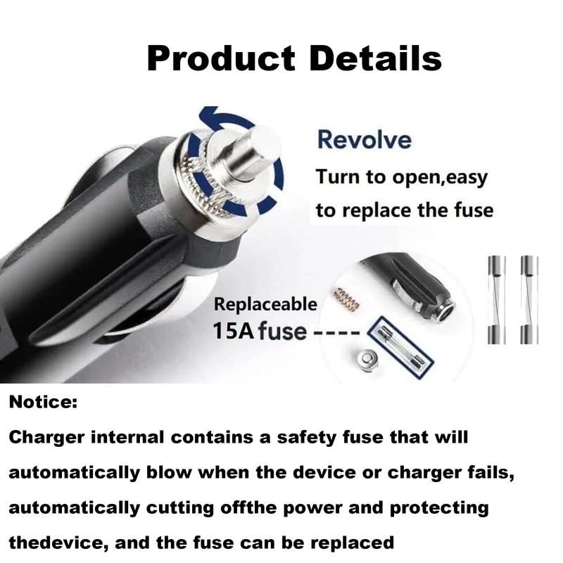 6.5FT XT60 Connector car Charger，for 757 Portable Power Station