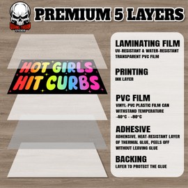 Hot Girls Hit Curbs | Bumper Sticker or Car Magnet | Rainbow Gift Funny Magnetic Bumper for Trucks Cars [7.5x3.75]