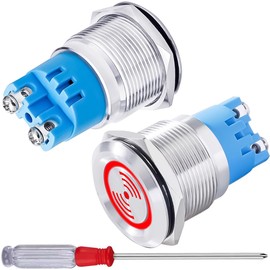 DAOKAI LED Buzzer Alarm DC 12V 22mm Red LED Indicator Light Stainless Steel Waterproof Flash Alarm Sounder High precision for Electrical Control Panel, DIY Project -2Pcs