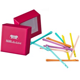 HAARallerliebst Hair Clips Wide (Pack of 12 | Colourful | 5.5 cm) with Box for Storage (Box Colour: Pink)