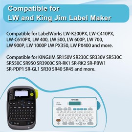 KCMYTONER 3 Pack Compatible for LK-5WBN LC-5WBN SS18KW Black on White 18mm 3/4" x 26' Label Tape Used in LW-600 LW-700 LW-900P LW-1000P Label Makers