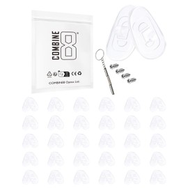 Combine8 Eyeglass Nose Pads, 30 Pairs Clear Teardrop-Shape Soft Silicone Anti-Slip Glasses Nose Pad with 1Pc Screwdrivers & 4Pcs Screws for Wingback SQ/Conductor 8 OO4107 Sunglasses