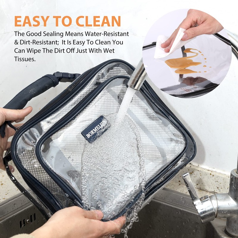 BORMELUN Clear Lunch Box Tranaparent Plastic Bag for School Kids