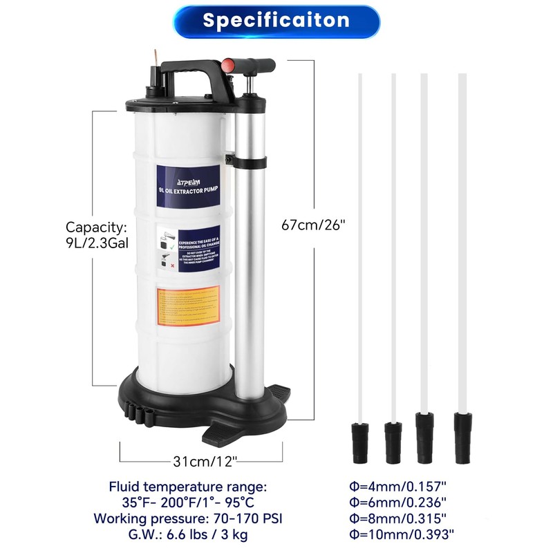 ATPEAM Oil Changer Vacuum Fluid Extractor | Manual Engine Oil