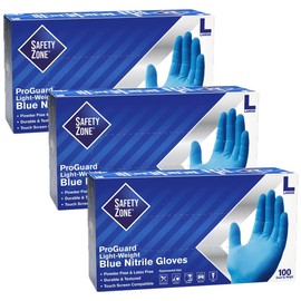 Safety Zone GNPR-MD-1A 3MIL, Blue Powder Free Nitrile Glove M