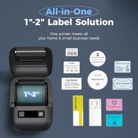 cabaro Máquina etiquetadora con cinta, impresora térmica Bluetooth de etiquetas de 2 pulgadas, impresora portátil sin tinta para pequeñas empresas, of