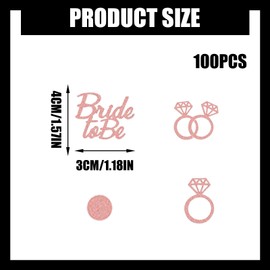 100 Pcs Hen Party Confetti Rose Gold Wedding Table Confetti Team Bride Paper Confetti Wedding Hen Do Night Accessories Party Table Decorations for Wedding Bridal Showers Engagement Bachelorette Party