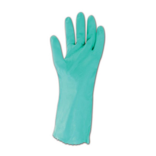 MAPA Stansolv AK-22 Nitrile Mediumweight Glove, Chemical Resistant, 0.033" Thickness, 14" Length, Size 7, Green (Bag of 12 Pairs)