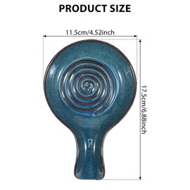 Spoon Rest Large Ceramic Spoon Holder Heat-Resistant Cooking Spoon Rack, Dishwasher Safe Kitchen Utensil Rack for Spoons, Tongs, Spatulas 17.5x11.5cm(Blue)