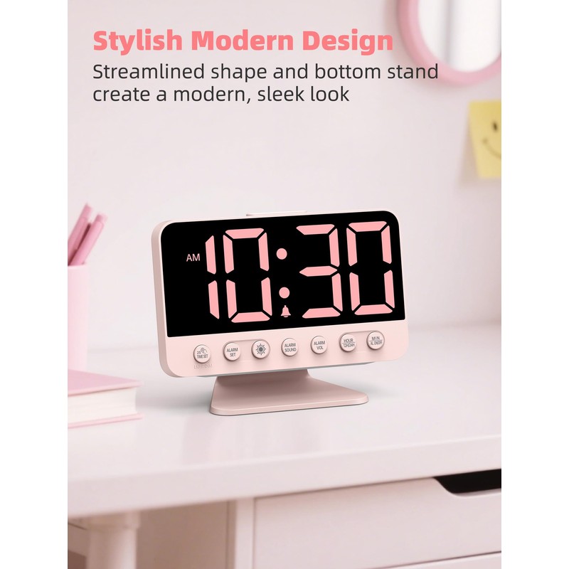Odokee Digital Alarm Clocks for Bedrooms: Large Bold Number 5
