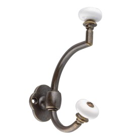 UNIQANTIQ HARDWARE SUPPLY Antique Finished with Porcelain Ball Hat and Coat Hall Tree Hook | Double Hat and Coat Hook | Wall, Hall Tree, Rack Mount Vintage Coat Hooks for Hanging Garment | CH1-MA (1)