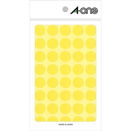 A-One 07024 Color Labels, Yellow, Round, 0.6 inches (15 mm), 14 Sheets