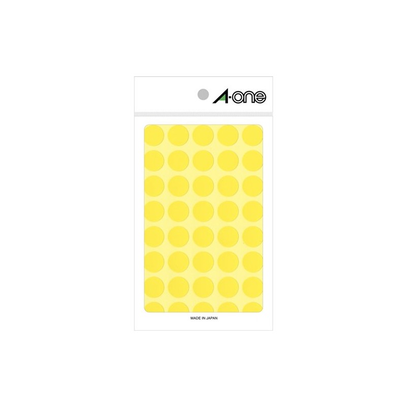 A-One 07024 Color Labels, Yellow, Round, 0.6 inches (15 mm),