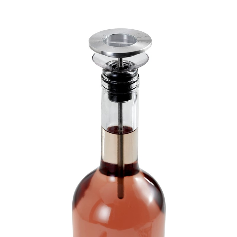 AdHoc Champ-Termómetro vino, tapón de Botella y vertedor INADHOC-FV44, Inoxidable