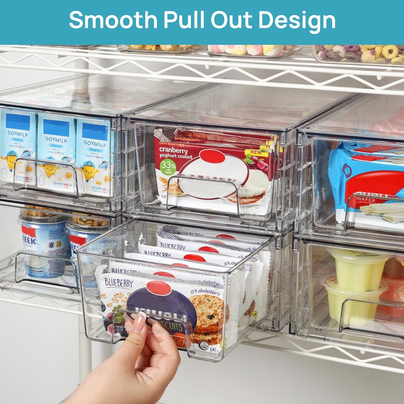 Vtopmart 10 Pack Stackable Storage Drawers,Clear Acrylic Drawer Organizers with