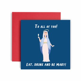 Huxters Christmas Cards for Women – Eat and Be Mary Christmas To All of You Happy Christmas Card for Christmas - Daughter Christmas Card – Funny Christmas Card (To All of You)