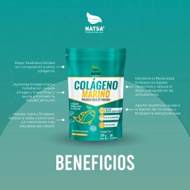 Colageno Marino Premium, 120 G, Ultra Puro, Mayor Biodisponibilidad, Piel, Cabello, Uñas, Huesos y Articulaciones, Sientete Mejor, Sabor Natural