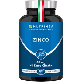 Zinco Citrato | 12,5 Mg Di Zinco Elemento Per Capsula | Alto Assorbimento | Antiossidante | Sistema Immunitario & Raffreddore | Pelle Impura e Acne | 120 Capsule Vegane