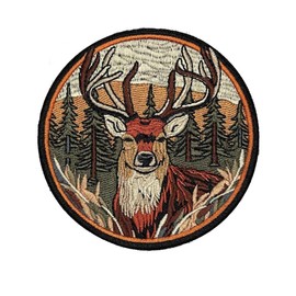 3.5" Deer Iron On Patch - Embroidered Reindeer Hunting Deer Antler Zoo Backwoods Animals Hiking Camping Applique Appliques Iron On Sew On Patches for Holes, Clothing, Backpacks, Clothes - Deer Patch