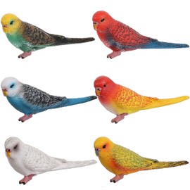 HOMNIVE Figuras de pájaros – Juego de 6 Figuras de Animales realistas de Loros – Modelos de Animales de plástico simulado, Juguetes educativos para niños y niñas