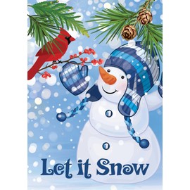 Txtains Winter Christmas Cardinal Bird on Tree Snowman Seasonal Nature Garden Flag 12 x 18 Inch Double Sided Yard House Outdoor Banner Decor