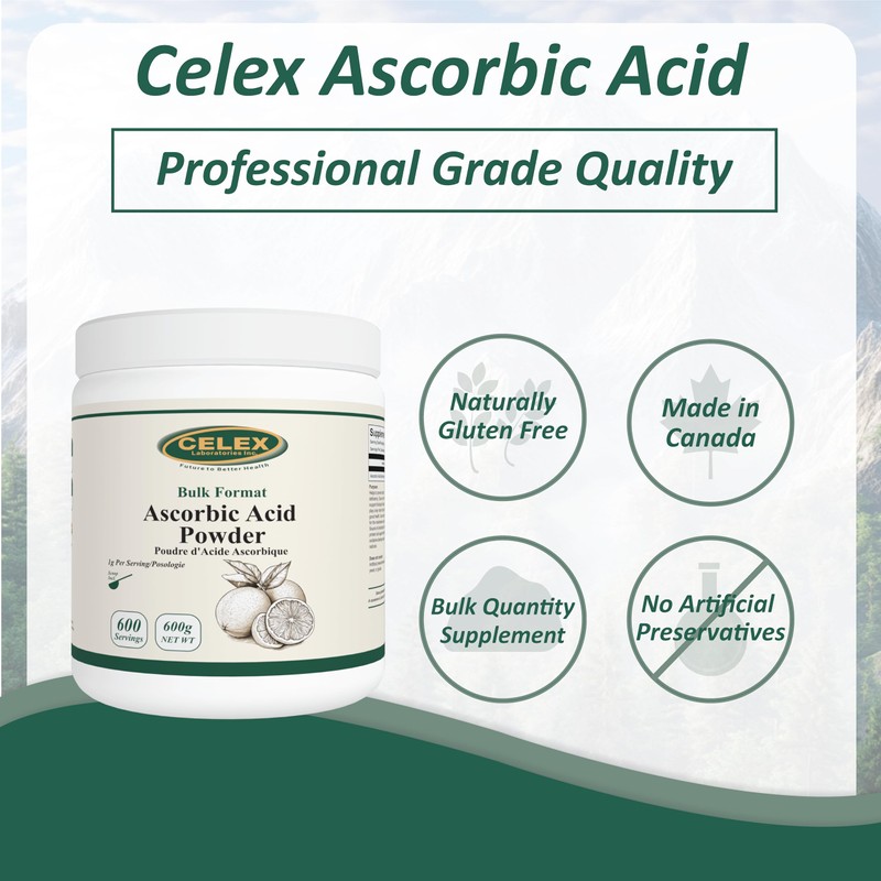 CELEX Ascorbic Acid Powder 600g NET WT 600 Servings |