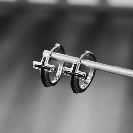 KATHLU Cross Earrings S925 Sterling Silver Cross Hoop Earrings Mens Cross Earrings Religion Jewellery Christians Gifts for Women Men