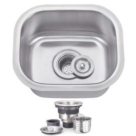 15'' x 13'' Undermount Bar Sink, ORLANDO Stainless Steel 18 Gauge Single Bowl Small Kitchen Sink With Basket Strainer