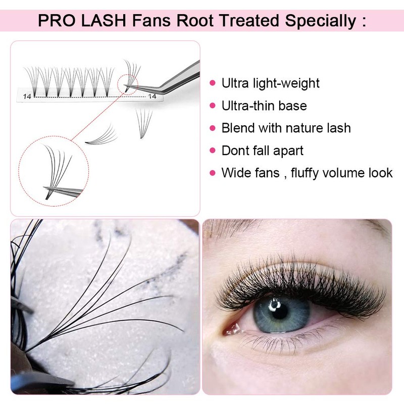 Fan Eyelash Extensions, 5D-D-0.07-MIX, Short, Ready-Made Volume Eyelashes, 0.07 D