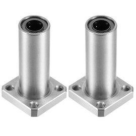 sourcing map LMK8UU Linear Ball Bearings with Square Flange, 8 mm Bore Diameter, 15 mm Outer Diameter, 45 mm Length, Pack of 2
