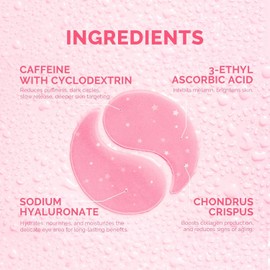 Under Eye Patches for Puffiness and Dark Circles: Caffeine Gel Masks for Undereye Wrinkles Bags - Instant Moisturizing Brightening Skincare Pads - Gift for Women Mom Wife - 30 Pairs (Rose)