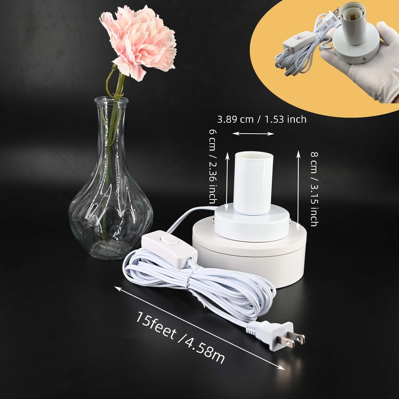 atiyoc White Metal E26/E27 Screw Light Socket with 15FT Extension