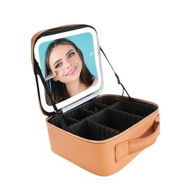 Simply Southern Chai Brown Leather Makeup Travel Case With LED Mirror Light