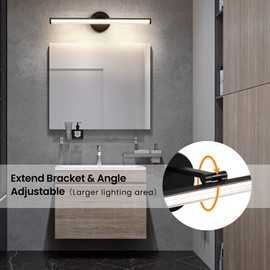 KAISITE Bathroom Light Fixture Over Mirror - Black Vanity Light 18W 4000K LED Bathroom Lighting Fixture Angle Adjustable 22 Inch Modern Vanity Light Bar for Bedroom Living Room