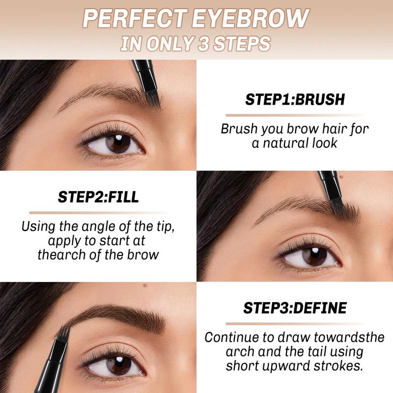 Apooliy Waterproof Eyebrow Pencil, Microblading Liquid Brow Pencil, Micro 4