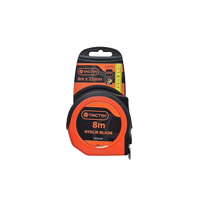TACTIX Tape Measure Tape Measuring Tape Robust with Clip (8