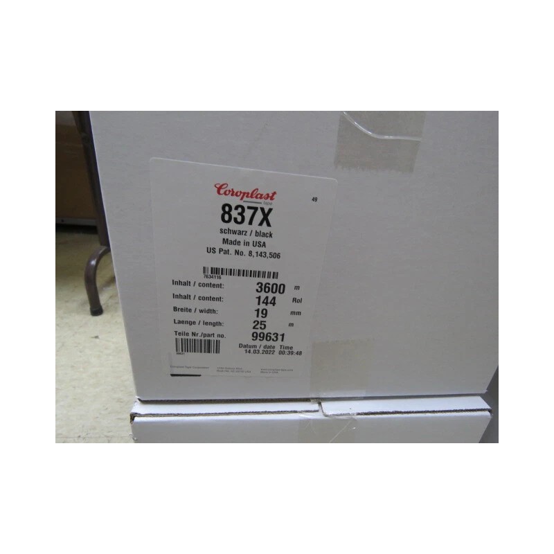 coroplast 837X-19-25-BLK Qty of 6 per Lot 19mm x 25m
