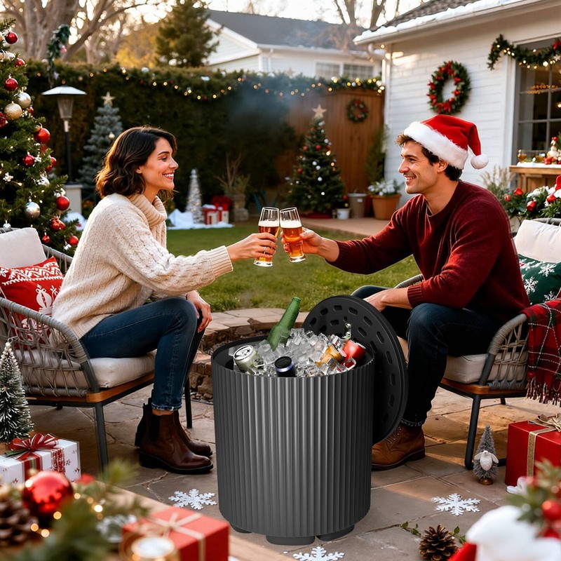 FONTOI Outdoor Cooler Side Table, 2 in 1 Ice Chest