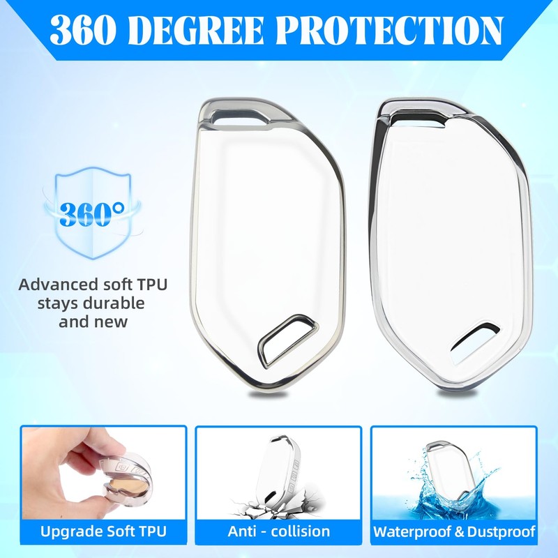 QBUC for KIA Key Fob Cover with keychian,TPU Protection Key