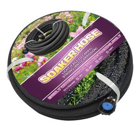 Eazazy Short Soaker Hose 15ft - Garden Rubber Soaking Drip Hoses 5/8" Saving 70% Water Garden Hose, Drip Irrigation Round Hose for Lawn Yard, flower beds