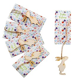 Logbuch-Verlag 5 Small Easter Gifts for Children, Colleagues, Employees, Customers, Give-Away Easter Bunny Pendant with Card