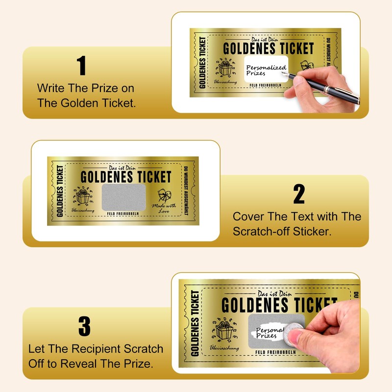EOPUOZS 2 x Golden Ticket, Scratch Cards to Write Yourself,