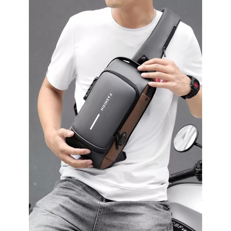 yuqing.fc Pechera Mochila Cruzada Para Hombre Lujo Antirrobo Carga Usb