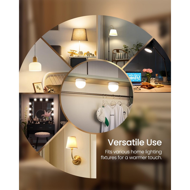 GOEBLESON Rechargeable Light Bulbs with Remote Control 4 Packs, Battery