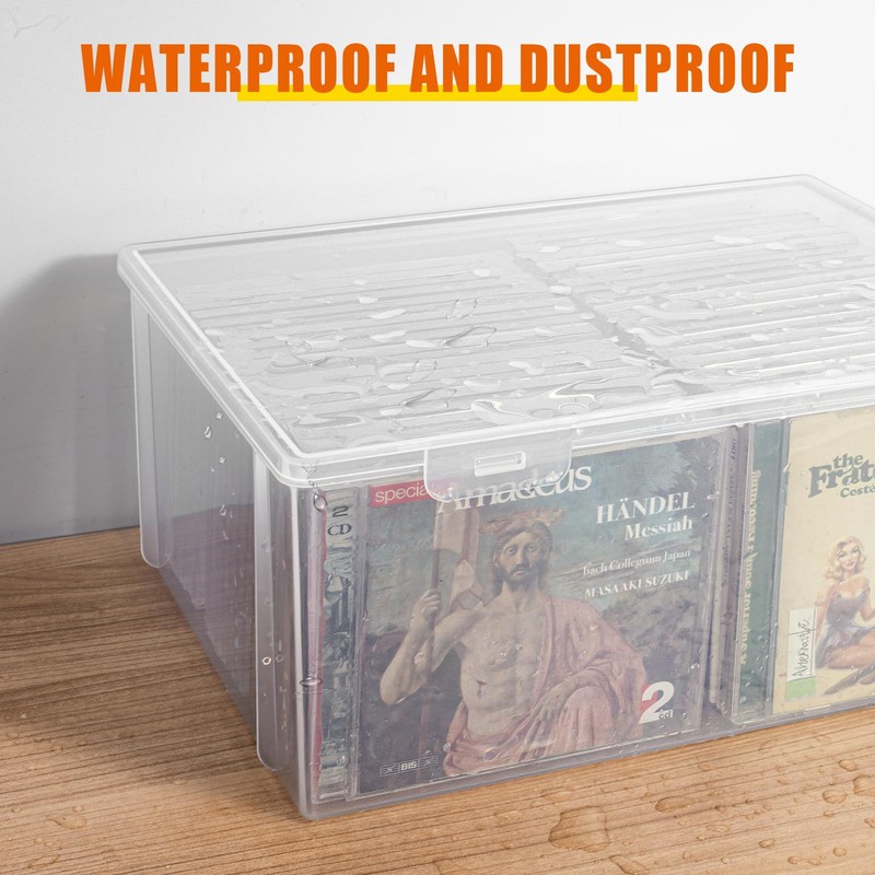 CD Storage Box, Stackable Clear Plastic CD Organizer